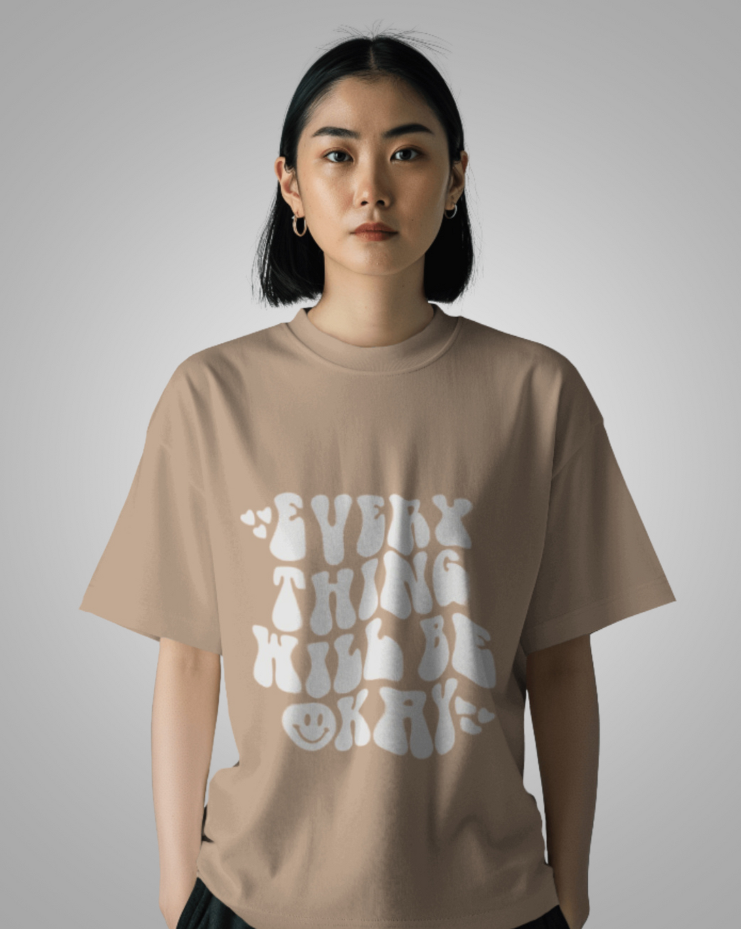 Beige Drop Shoulder T-Shirt